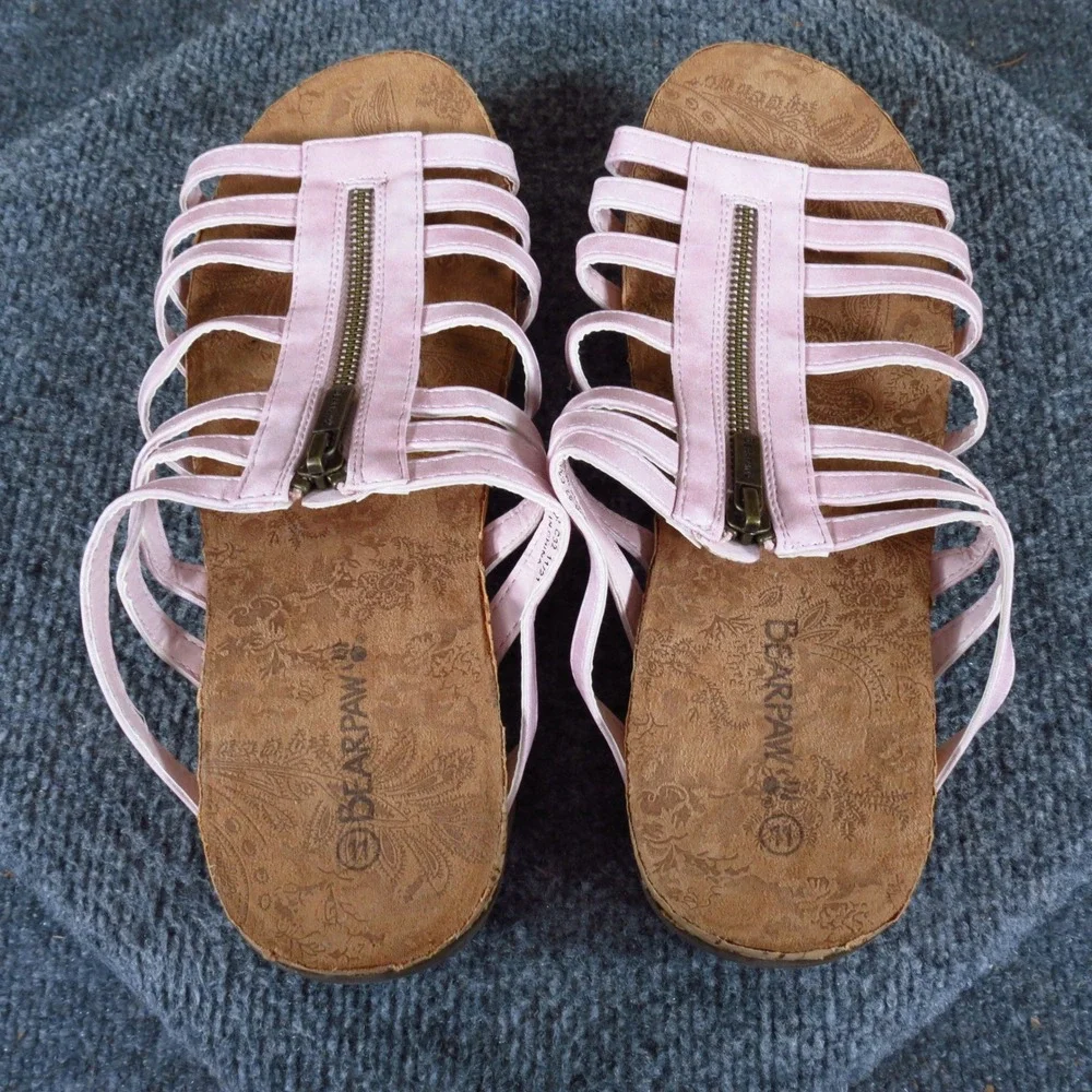 Bearpaw Sabrina Womens Gladiator Sandals Size 11 Casual Summer Pink Faux Leather